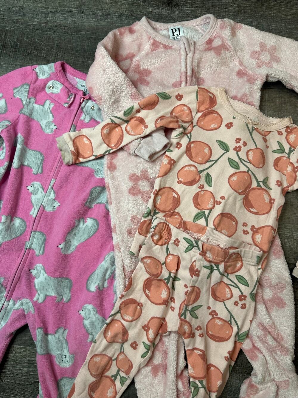 Girls Set of 3 Pajamas Carters, PJ Place - Size 12 months